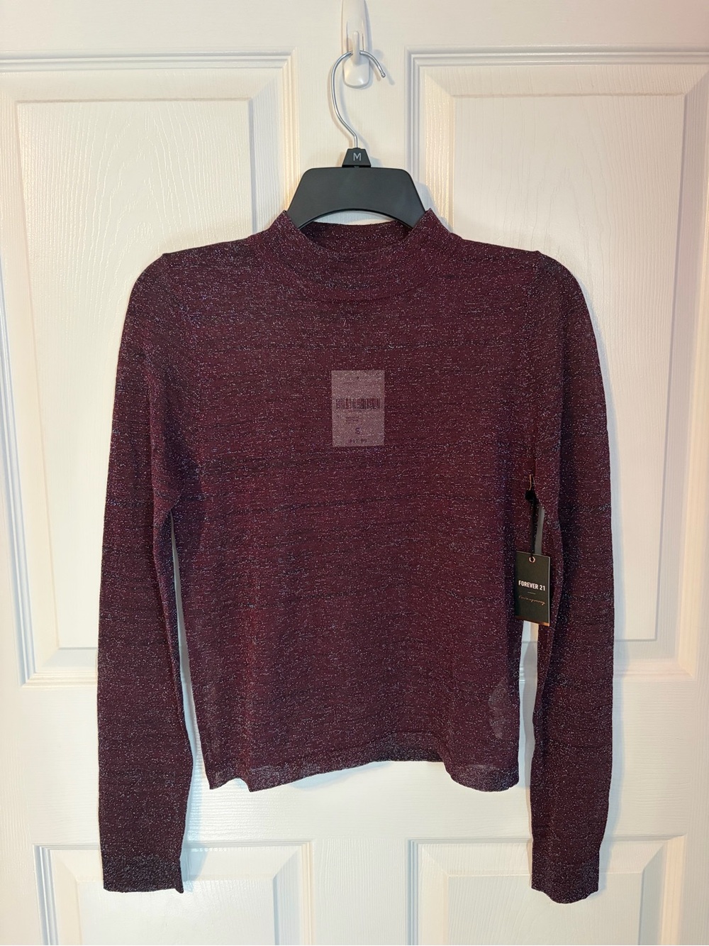 Mock Neck Long-Sleeve Sheer Top